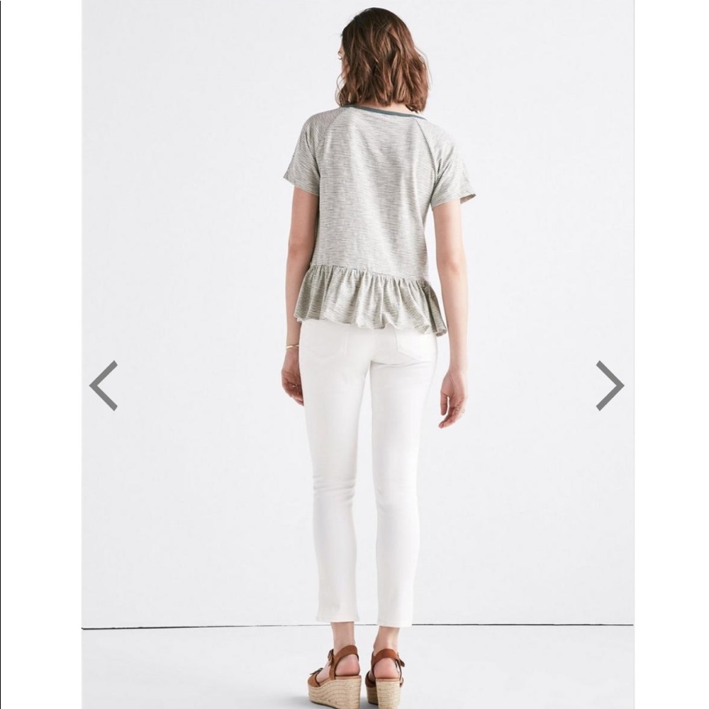 Lucky Brand Striped Ruffle Peplum Tee